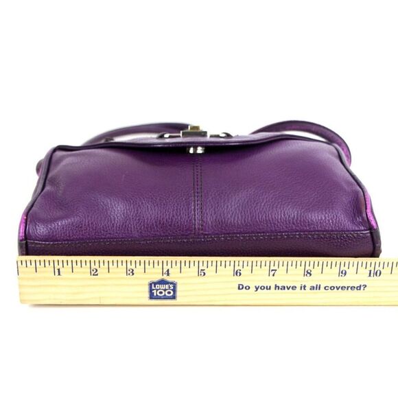 Tignanello PURPLE GENUINE LEATHER FLAP CROSSBODY ORGANIZER SHOULDER BAG HANDBAG - Picture 14 of 16